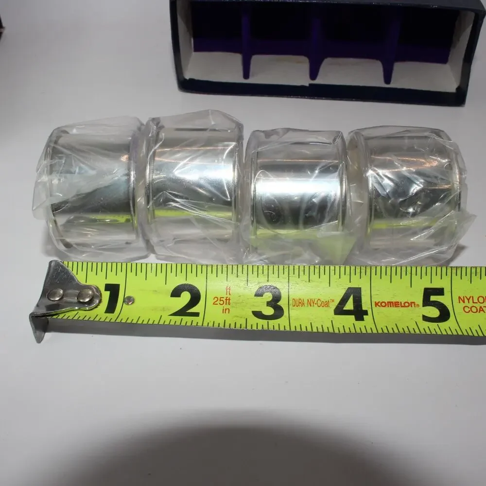 Vintage Set Of 4 Silver plate Napkin Rings Original Box Made In Japan NIB